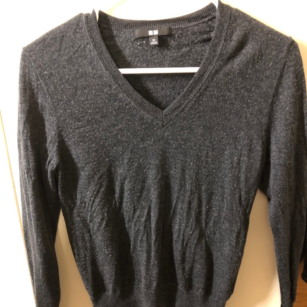 Gray Uniqlo Merino Wool Sweater